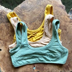 Arq bra set (3 bras) organic cotton bralette, wide strap, XS/SM